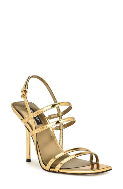 Nine West Penla Slingback Sandal In Bronze Mirror Metallic