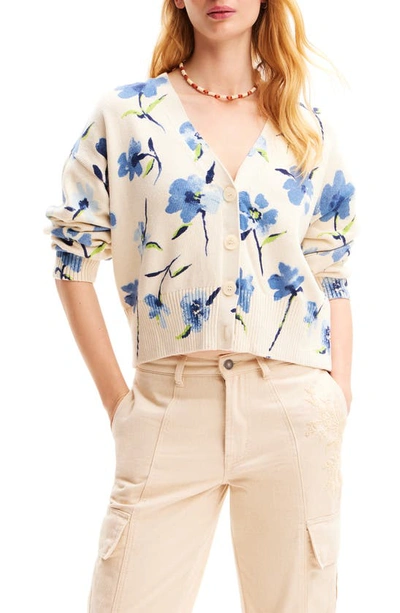 Desigual Jers Mantis Floral Print Cotton Cardigan