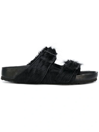 Rick Owens Black Birkenstock Edition Calf-hair Arizona Sandals In Black
