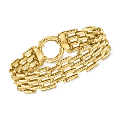 Ross-simons 14kt Yellow Gold Panther-link Bracelet In Multi