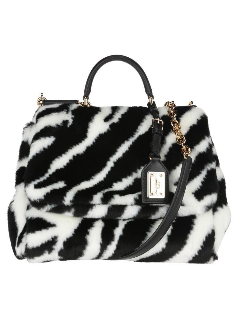 Dolce & Gabbana Sicily Soft Bag In Zebra Faux Fur In Multicolor | ModeSens