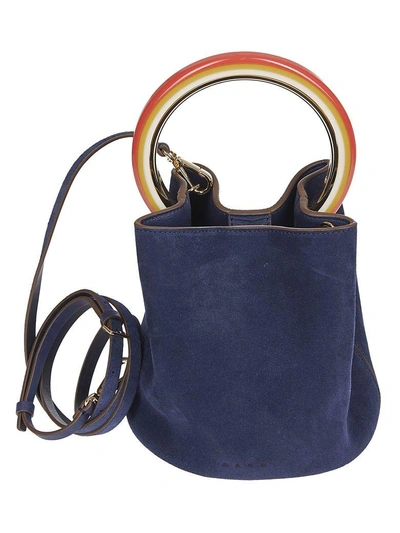 Marni Pannier Bucket Bag In Blu