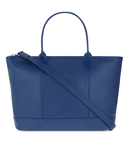 Longchamp Le FoulonnÉ Leather Tote In Blue | ModeSens