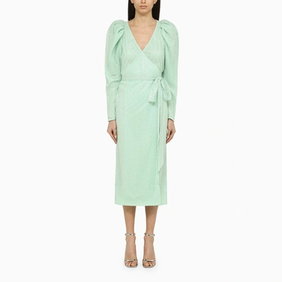 Rotate Birger Christensen Misty Jade Midi Dress In Recycled Polyester In Green