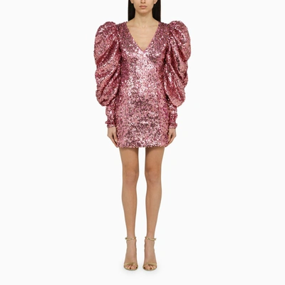 Rotate Birger Christensen Fuchsia Recycled Polyester Mini Dress With Sequins In Pink