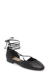Dolce Vita Cancun Ankle Tie Flat In Black Leather