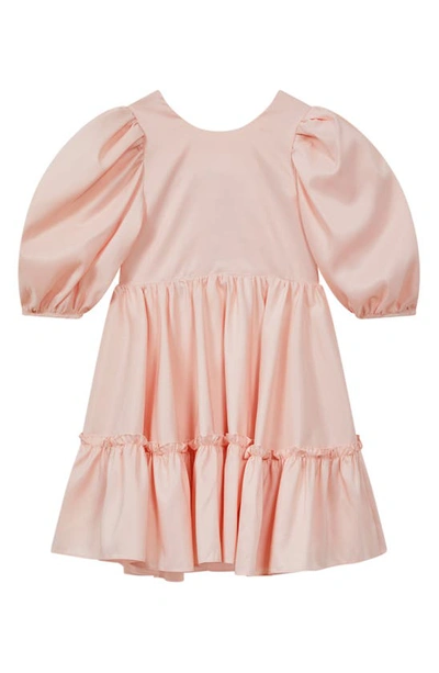 Reiss Kids' Toby Tiered Puff Sleeve Dress In Pink
