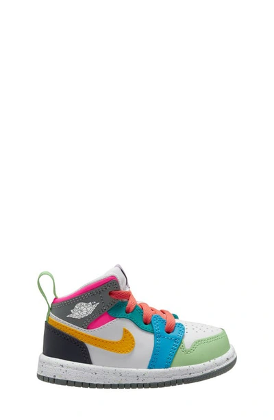 Jordan Kids'  1 Special Edition Mid Sneaker In White/ Taxi/ Shadow/ Pink