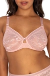 Curvy Couture No-show Lace Underwire Unlined Bra In Blushing Rose