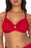 Curvy Couture No-show Lace Underwire Unlined Bra In Diva Red