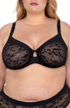 Curvy Couture No-show Lace Underwire Unlined Bra In Black Hue