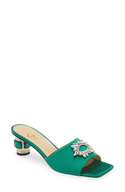Nalebe Aurum Embellished Slide Sandal In Emerald Green