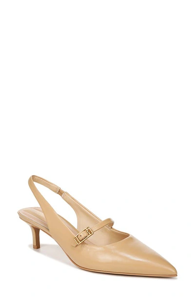 Franco Sarto Khloe Slingback Pointed Toe Pump In Nude Beige Leather