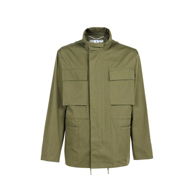 Off-white Arrow Field Cotton Jacket In Green
