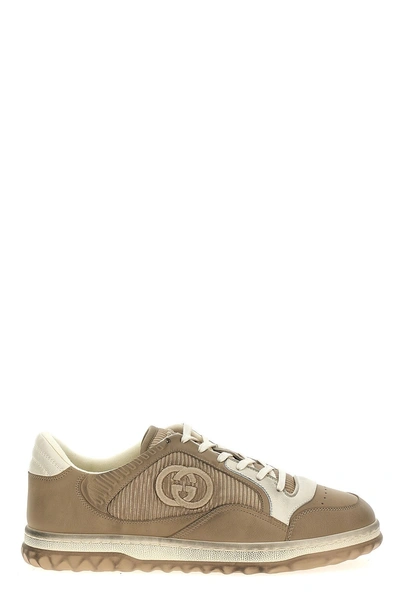 Gucci Multicolor Leather And Fabric Trainers In Brown