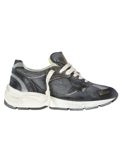 Golden Goose Running Dad Net And Suede Upper Leather Star Net H In Blue