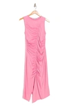 Collective Concepts Ruched Sleeveless Body-con Dress In Pink