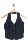 Habitual Halter Denim Vest In Sea