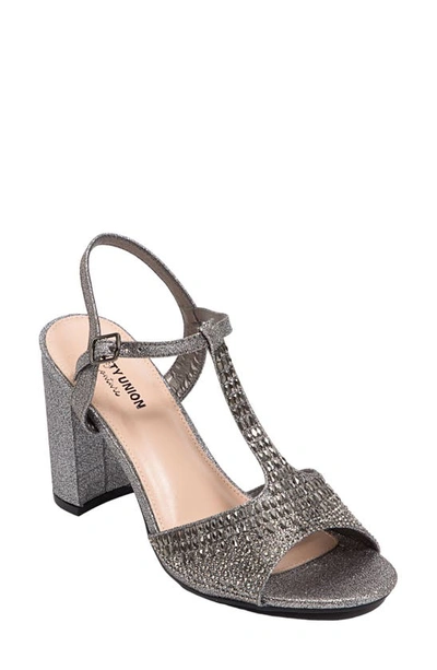 Ninety Union Alexa Embellished T-strap Sandal In Pewter