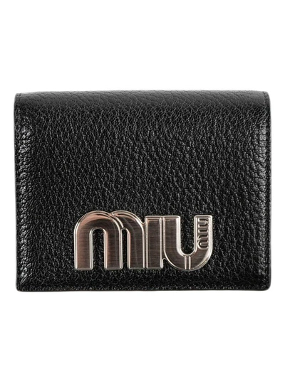 Miu Miu Logo Wallet In Nero