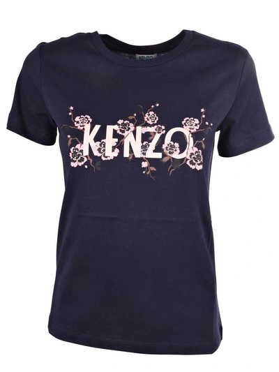 Kenzo Floral T-shirt In Bleu Marine