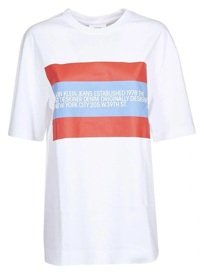 Calvin Klein Printed T-shirt In Bianco