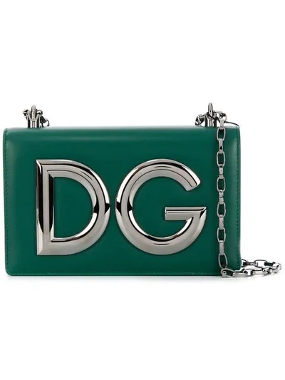 Dolce & Gabbana Girls Logo Shoulder Bag In Green
