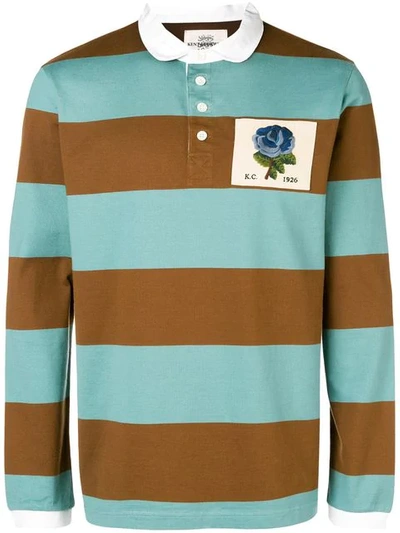 Kent & Curwen Striped Longsleeved Polo Shirt - Green