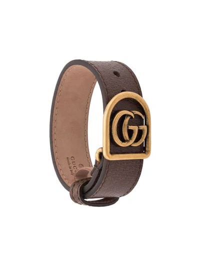Gucci Brown Double G Bracelet In Metallic