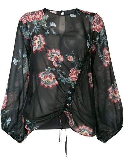 Pinko Ancora Floral Blouse In Black