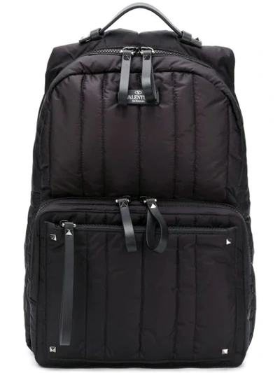 Valentino Garavani Rockstud Quilted Nylon Backpack In Black