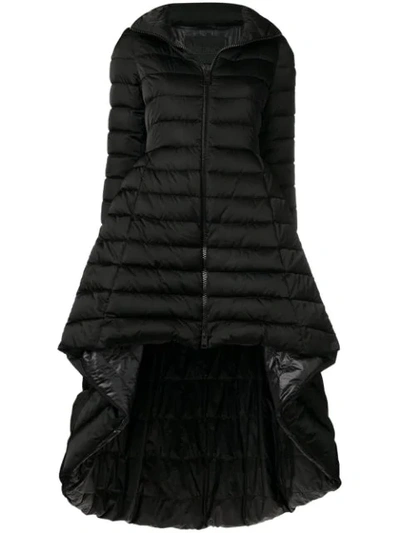 Herno High Low Peplum Puffer Jacket In Black