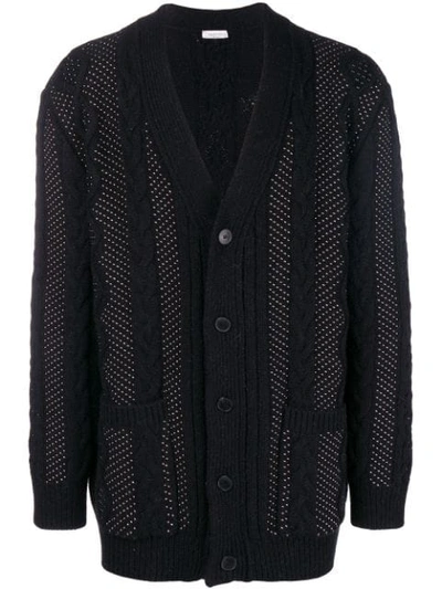 Valentino Microstud Cable Knit Cardigan In 0no-black