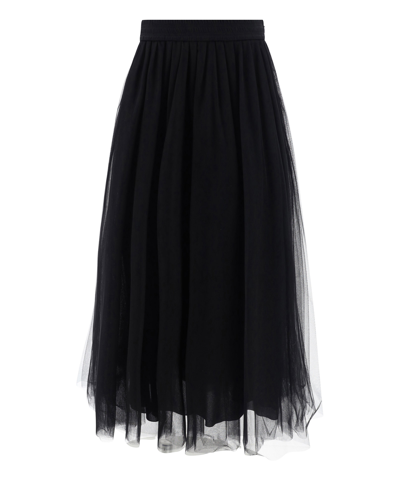 Fabiana Filippi Tulle Midi Skirt In Black