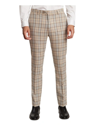 Paisley & Gray Mens Checkered Slim Fit Suit Pants In Brown