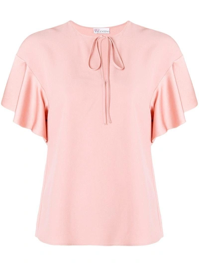 Red Valentino Ruffled Sleeves T-shirt - Pink In Pink & Purple