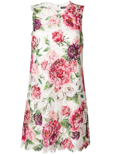 Dolce & Gabbana Floral Print Dress In White