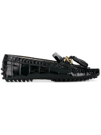 Tod's Crocodile Loafers In Black