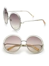 Chloé Carlina 62mm Round Metal Sunglasses In Rose