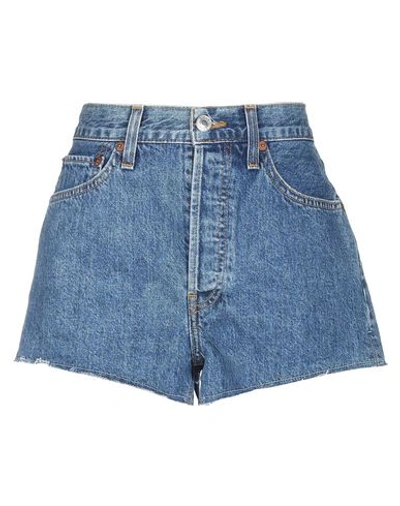 Re/done Cropped Denim Shorts In Blue