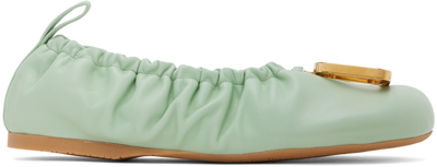 Jw Anderson Green Jwa Puller Leather Ballerina Flats In Mint