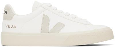 Veja White Campo Chromefree Leather Sneakers In Extra-wht_nat-suede