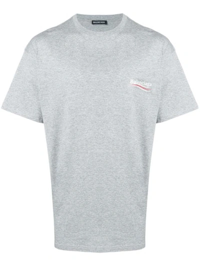 Balenciaga Oversized Logo-print Mélange Cotton-jersey T-shirt In Gray