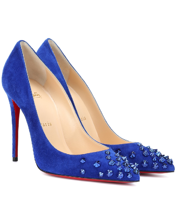 Christian Louboutin Drama 100 Suede Pumps In Blue | ModeSens