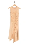 Collective Concepts Ruched Sleeveless Body-con Dress In Taupe