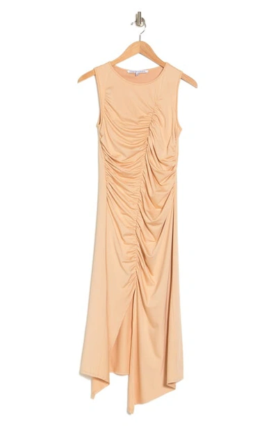Collective Concepts Ruched Sleeveless Body-con Dress In Taupe