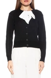 Alexia Admor Calix Tie Neck Button Front Cardigan In Black