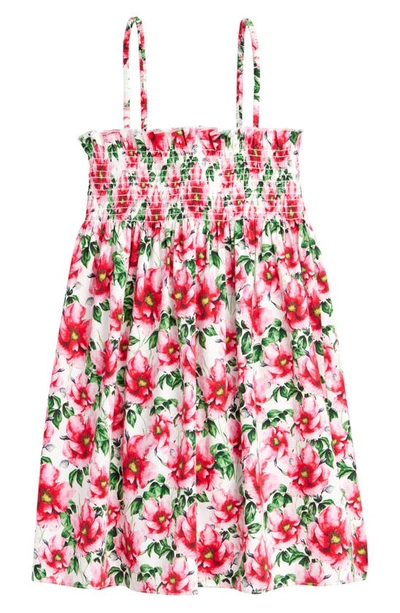 Alice And Olivia Kids' Sully Floral Smocked Cotton Babydoll Dress In High Tea Floral