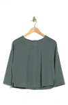 Adrianna Papell Button Back Long Sleeve Ribbed T-shirt In Dusty Seafoam