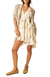 Free People Agnes Plaid Asymmetric Hem Minidress In Neutral Combo